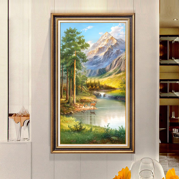 American-style entrance foyer hanging paintings, modern art, European-style vertical corridor and passageway decorative paintings, grand murals, large size Specification image