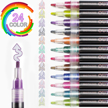 12色彩色手账笔梦幻轮廓笔手绘文具荧光笔标记笔贺卡双线笔