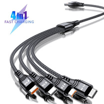 One drag four 6A data cable 66W fast charging cable for Apple Android Type-C 4-in-1 mobile phone 3A charging cable