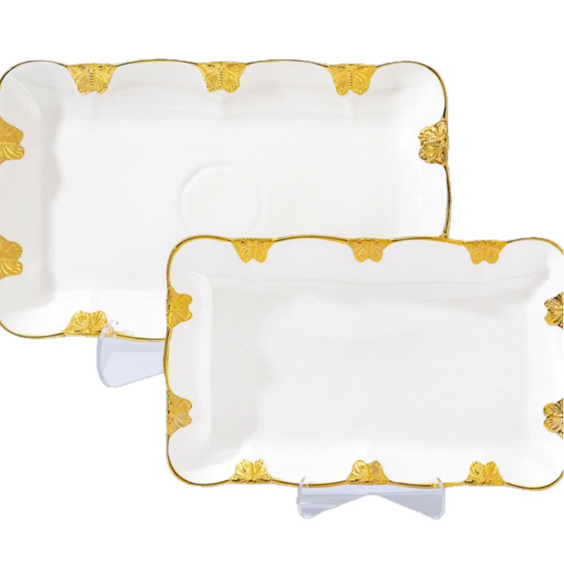Light luxury ceramic tableware set, high-end gold-plated plates with gold edges. Sub-wholesale. Item Picture