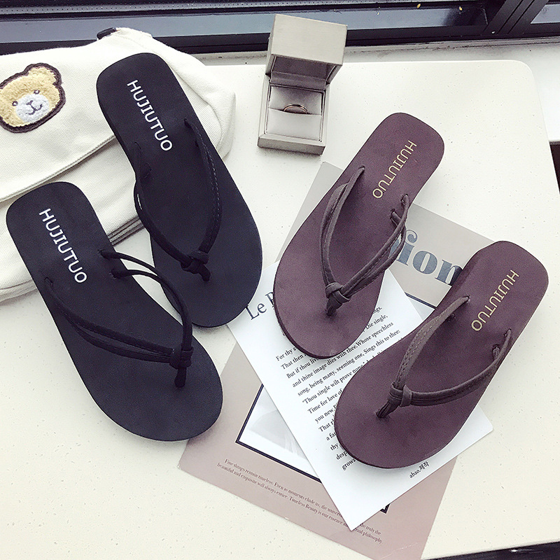 Flip-flops for women in summer, high-heeled cool flip-flops for women, thick-soled anti-slip beach slippers for women Application Scenario