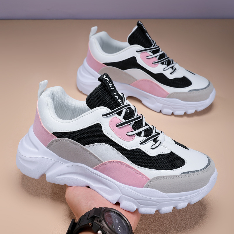 女鞋鞋子男休闲软底鞋2025跨境春季新款网面透气青少年女生老爹鞋