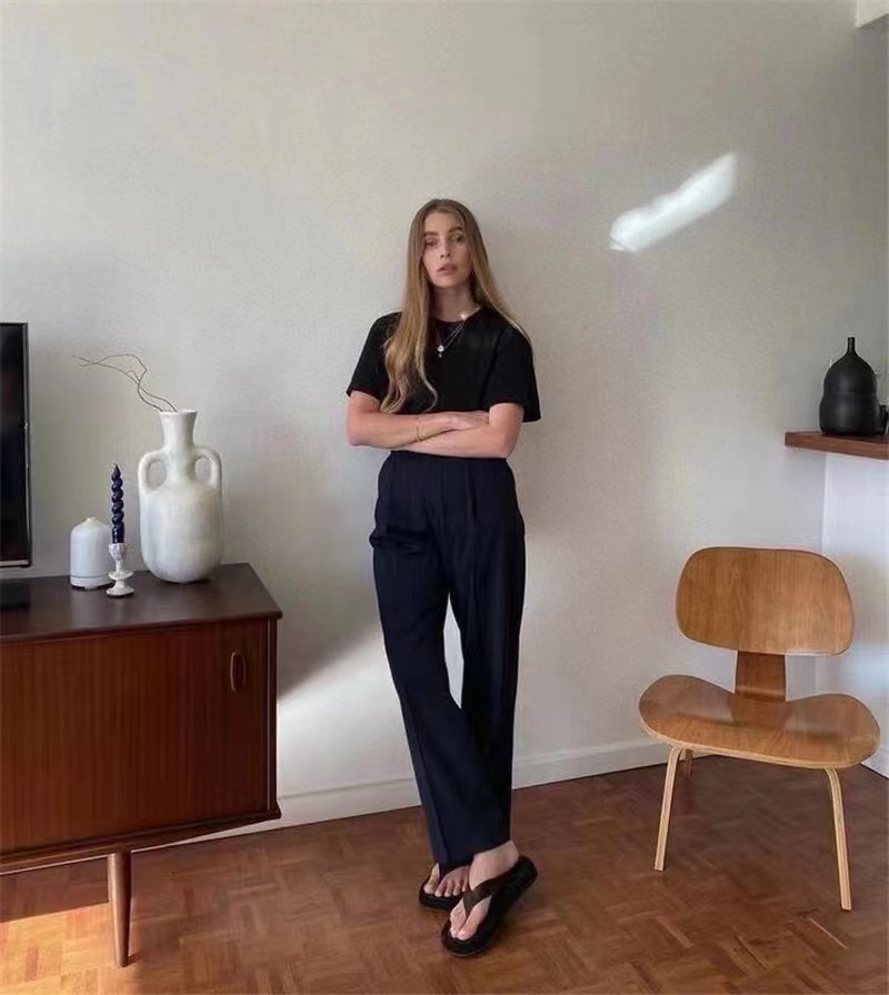Fk22 Autumn And Winter New Wool High Waist Straight Tube Wide Leg Slim Suit Pants Yang Caiyu With Women's Casual Pants Specification drawing