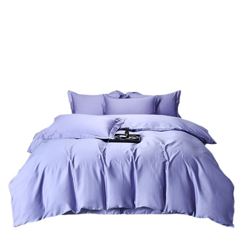 Pure cotton brocade, Pima cotton, long-staple cotton, solid color simple bedding set, solid color all-cotton bed sheet four-piece set Item Picture