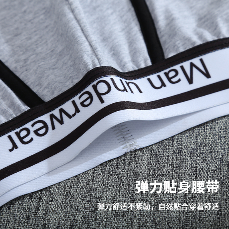 European Code Simple Sexy Solid Color Letters Comfortable Breathable Pure Cotton Underwear Men's Boxers Spot Wholesale Application Scenario