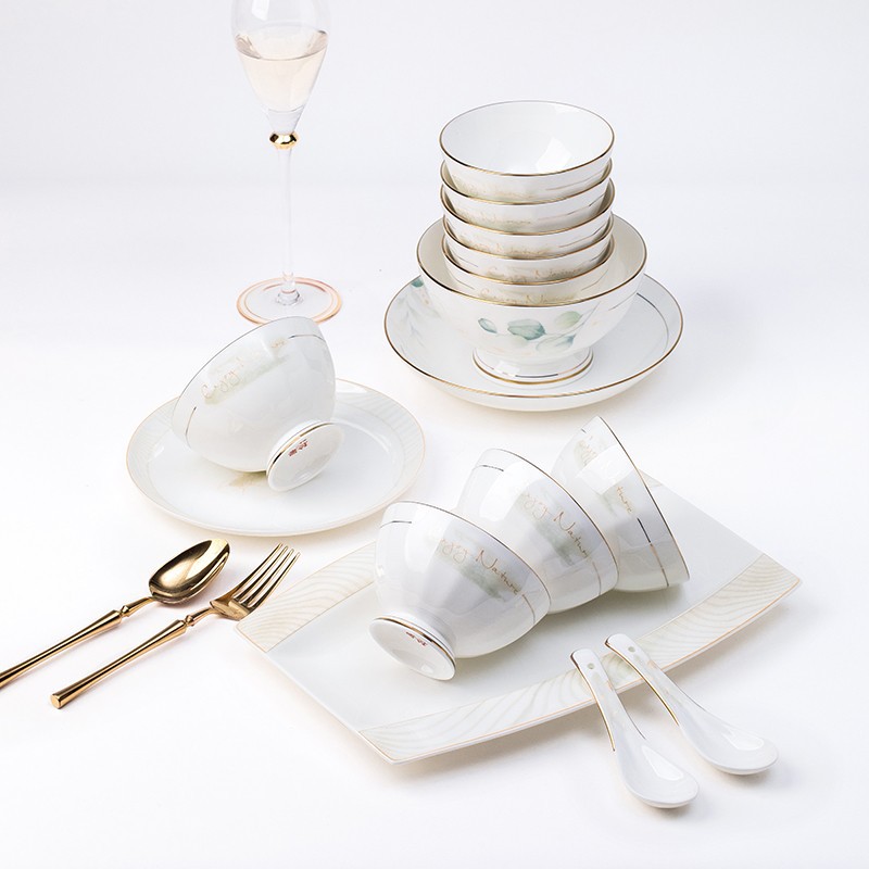Dish Set A Full Set Of Chinese Jingdezhen Bone China Tableware Set Bowl Dishes Chopsticks High-Grade Gift Wholesale Application Scenario