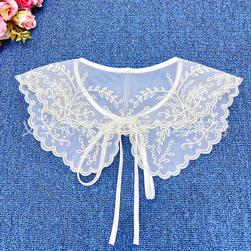 Transparent mesh embroidery women's collar clothing accessories Specification image