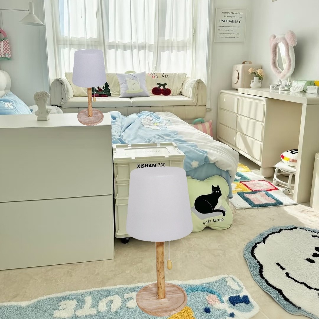 Solid wood wireless charging desk lamp, Nordic decorative bedroom bedside lamp, atmosphere night light, cross-border bestseller, dimmable Specification image