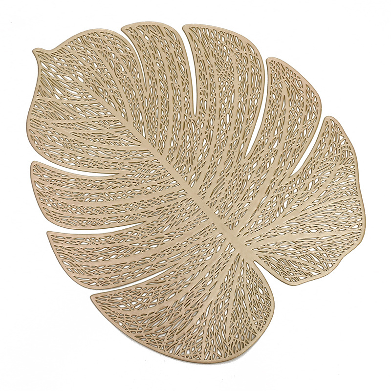 Simulation Leaves Hollowed Out Turtle Back Leaf Design Pvc Insulated Placemat New Amazon Wholesale Placemat Coaster Table Mat Item Picture