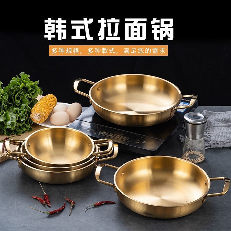 韩式不锈钢汤锅双耳平底干锅商用小火锅鼎小龙虾海鲜锅单人泡面锅产品图