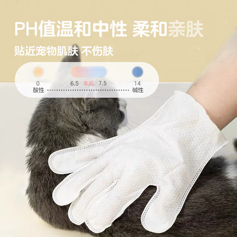 宠物用品亚马逊爆款猫咪免洗手套6片装一次性宠物擦拭湿巾手套详情图3