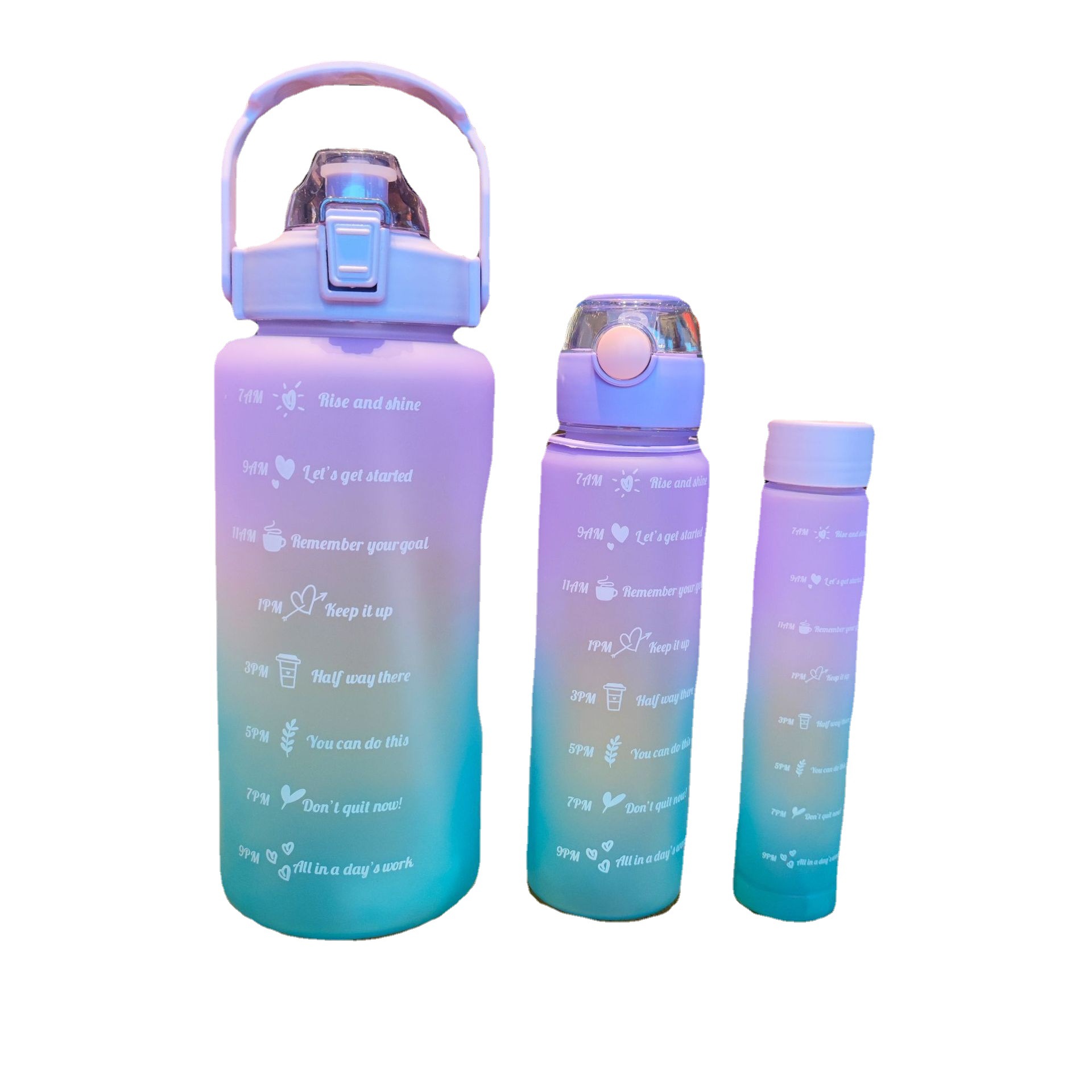 Gradient Color Scrub Size Capacity Three-Piece Sippy Cup Outdoor Fitness Sports Water Bottle Wholesale Cross-Border Adults Item Picture
