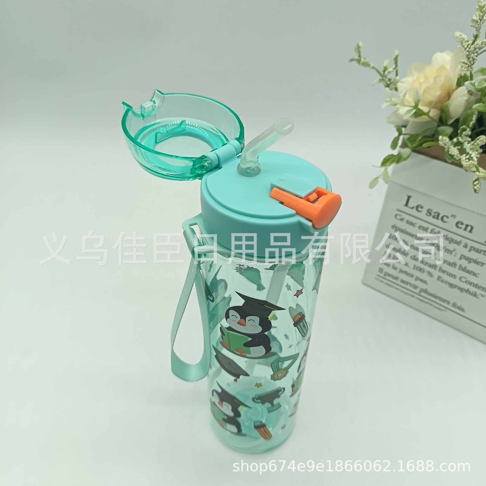 Cross-border wholesale best-selling small animal pattern space cups, silicone spout bouncing straw cups, water cups, portable sports water bottles details Picture