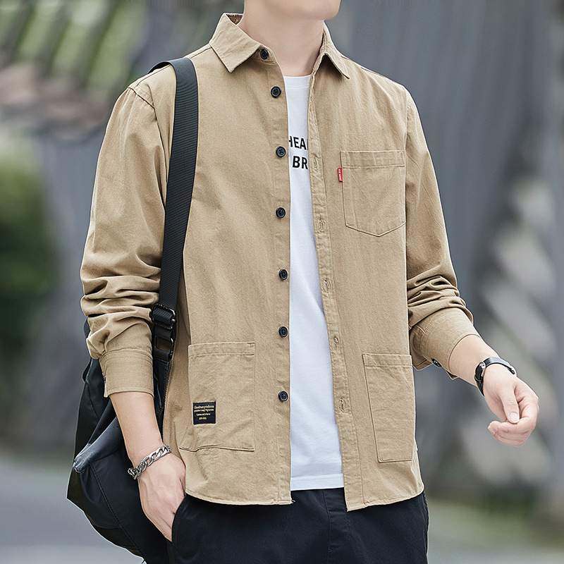 Summer thin long-sleeved shirt, men's trendy workwear casual shirt, simple and versatile, cool and stylish young man's quality coat details Picture