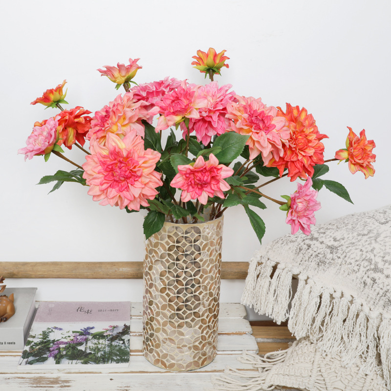 60Cm2 Head Simulation Feel Moisturizing Dahlia Indoor And Outdoor Decoration Simulation Flower details Picture