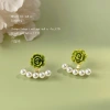 Forest-themed fresh and delicate ~925 silver needle, a pair of pearl flower stud earrings plated with 14K gentle earrings and earring accessories Application Scenario
