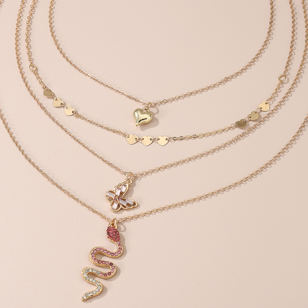 Nz2853 European And American Cross-Border Serpentine Pendant Necklace Female Fashion Sexy Spice Girls Multi-Layer Metal Chain Accessories Specification drawing