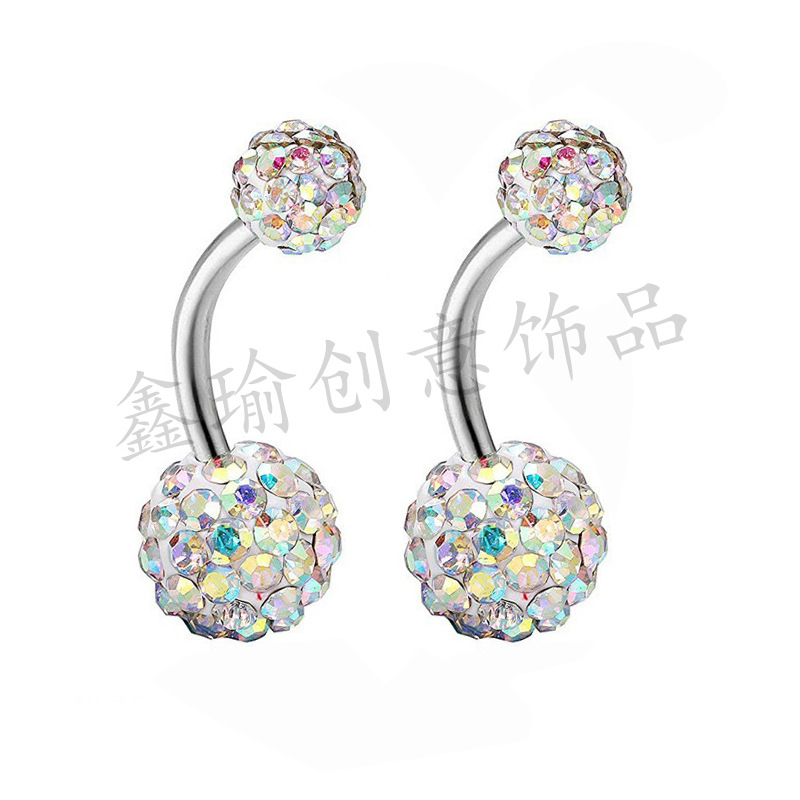 银脐钉/半孔软陶钻球/托盘/金属饰品白底实物图