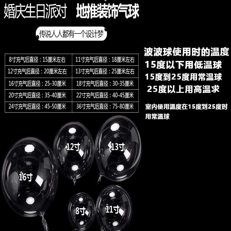 Wholesale of popular transparent stretch version bouncy balls from the manufacturer. Best-selling 20-inch, 22-inch and 36-inch heart-shaped plum blossom bouncy balloons Specification image