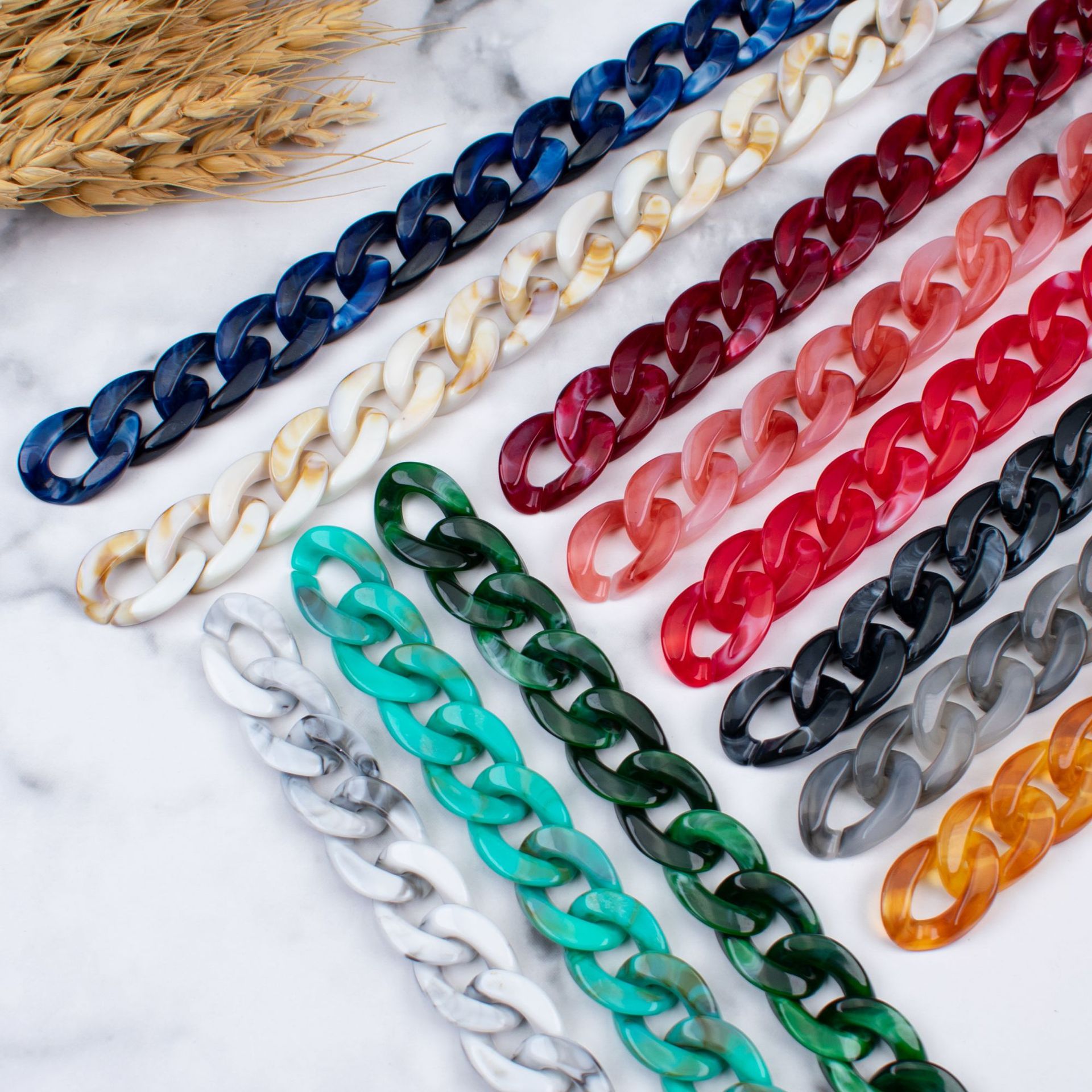 Acrylic plastic amber agate color chain, 17*23 clasp jewelry, luggage, phone case, bag accessories