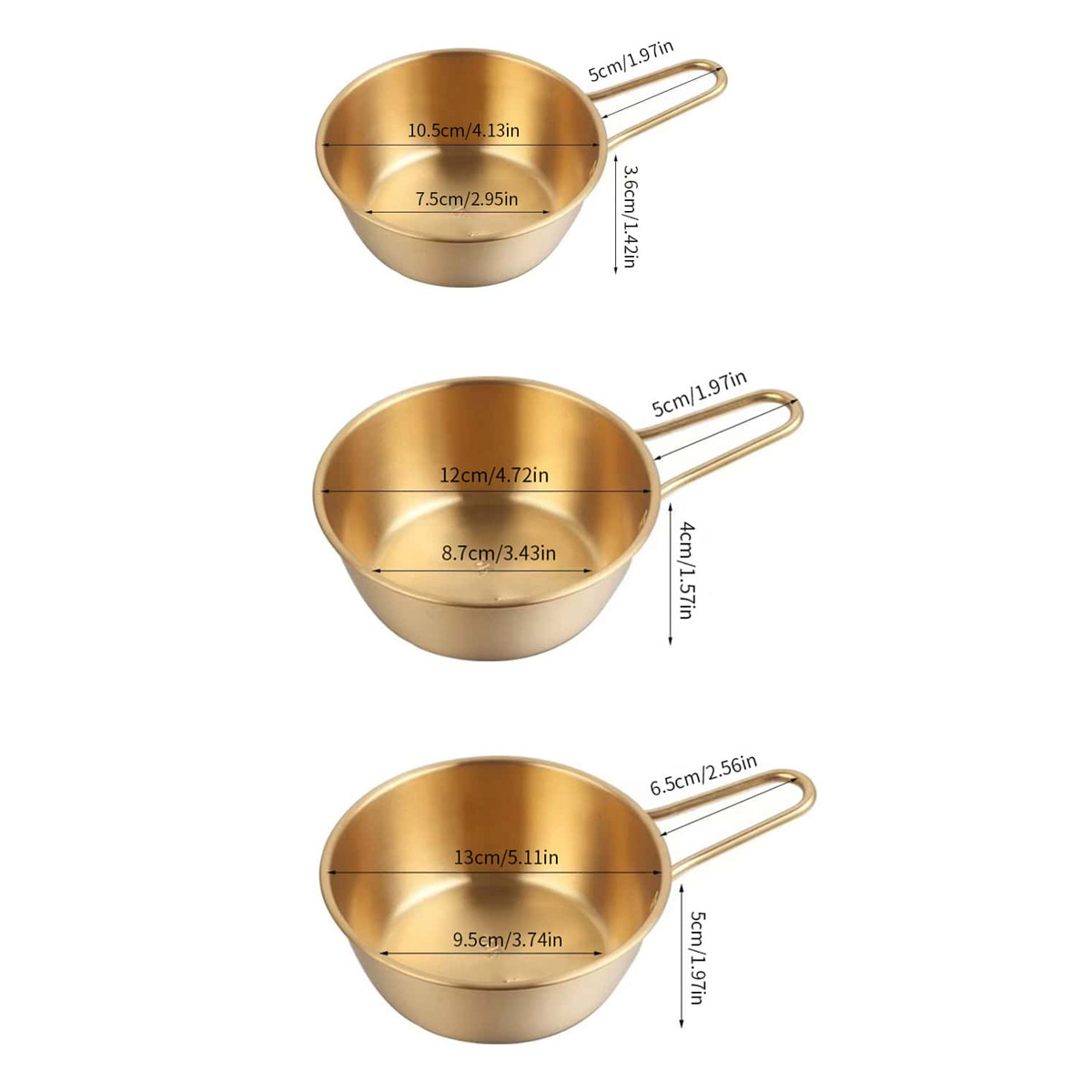 Korean Gold Rice Wine Bowl 304 Stainless Steel Bowl With Handle Snack Bowl Special Bowl For Korean Restaurant Seasoning Bowl Specification drawing