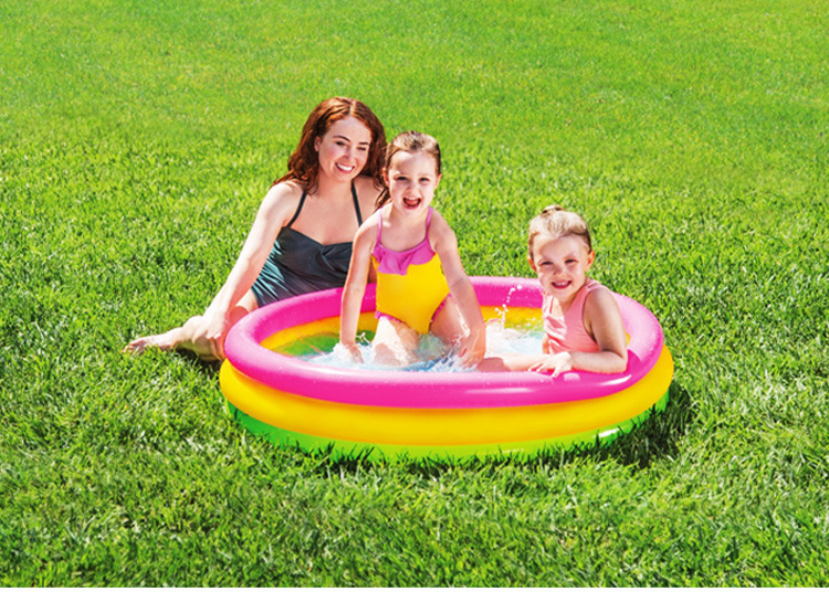INTEX 57412 Classic Three-ring fluorescent water Pool, children's outdoor grassland swimming pool, bath pool, overseas supply