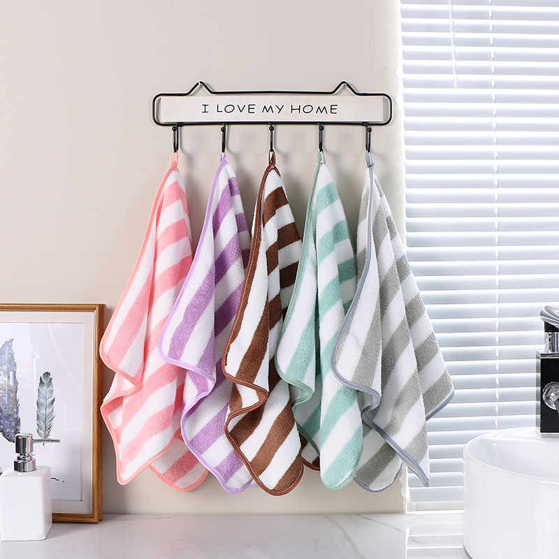 【LOVELY HOME】【 Hold Jia 】 Simple striped combed coral velvet towel face wash towel Household adult bath towel soft absorbent wholesale full figure