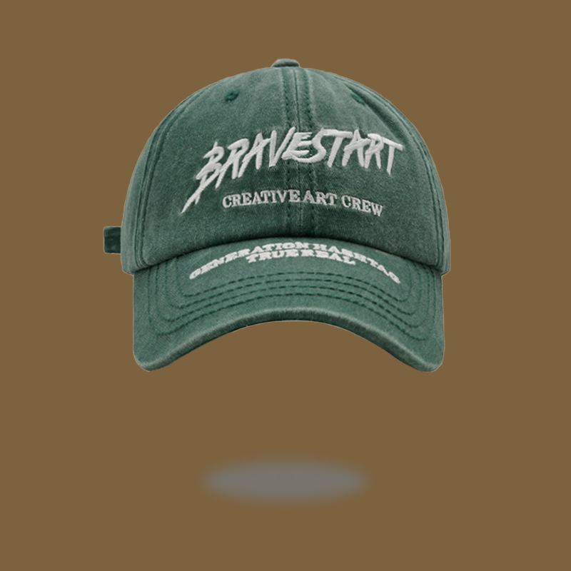 New Korean Version Of Washed Cotton Embroidery Letter All-Matching Cap Female Korean Version Of Tidal Face Small Sunshade Sunscreen Baseball Cap Application Scenario