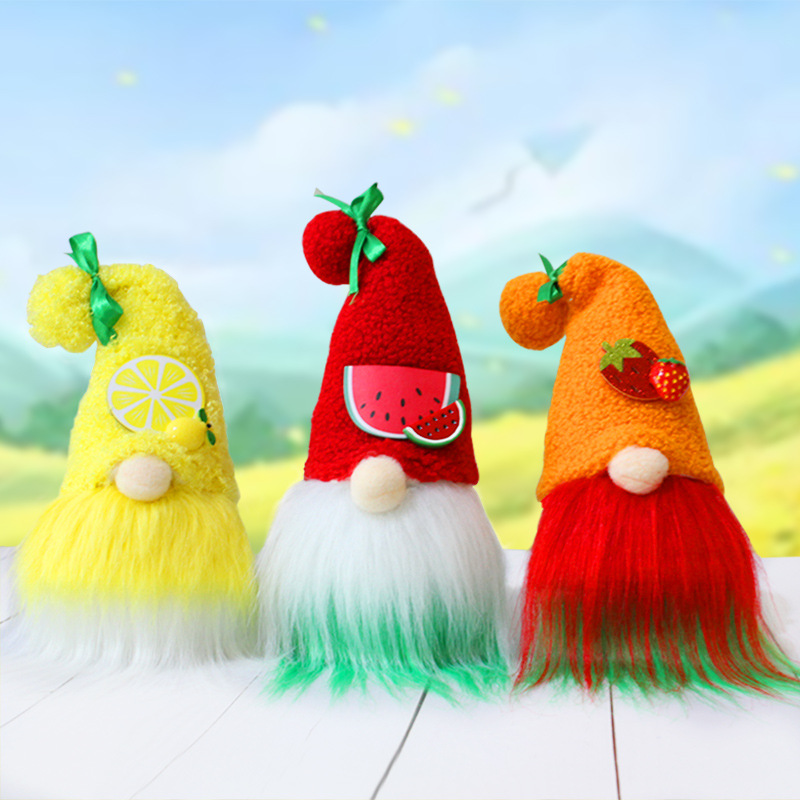 Hong Kong love cute faceless doll decoration cute fruit plush dwarf doll window decoration manufacturers wholesale full figure
