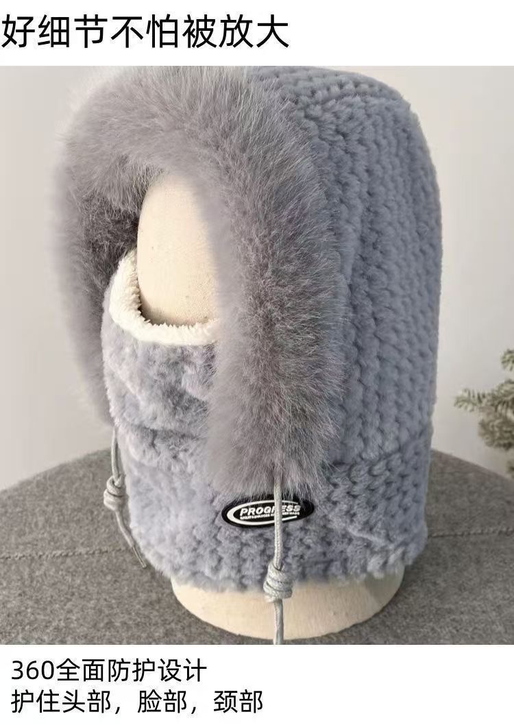 防风帽子女秋冬季骑车保暖护耳包头帽套头帽毛绒围脖帽口罩一体帽详情6