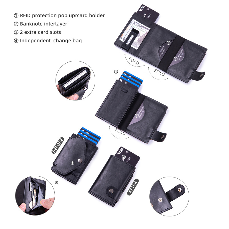 Aluminum Box Card Case, Us Dollar Wallet, Anti-Theft Brush, Automatic Pop-Up Coin Purse, Us Dollar Wallet, New Rfid Card Holder Specification drawing