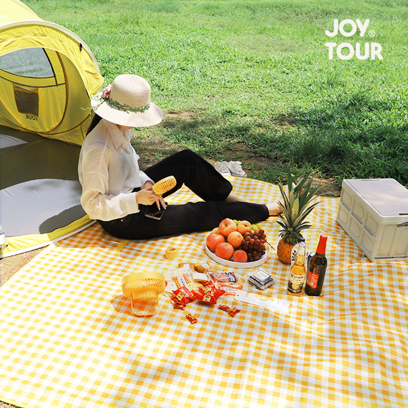 一次性黄红格子野餐垫户外烧烤野餐垫大排档台布餐厅饭店桌布批发