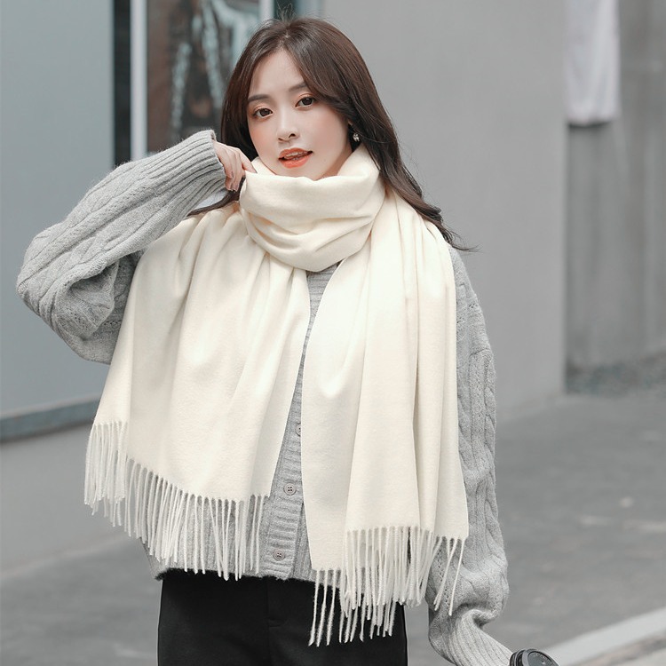 Imitation Cashmere Scarf Women's Autumn And Winter Solid Color Scarf All Korean Women's Shawl Senior Sense White Scarf Wholesale