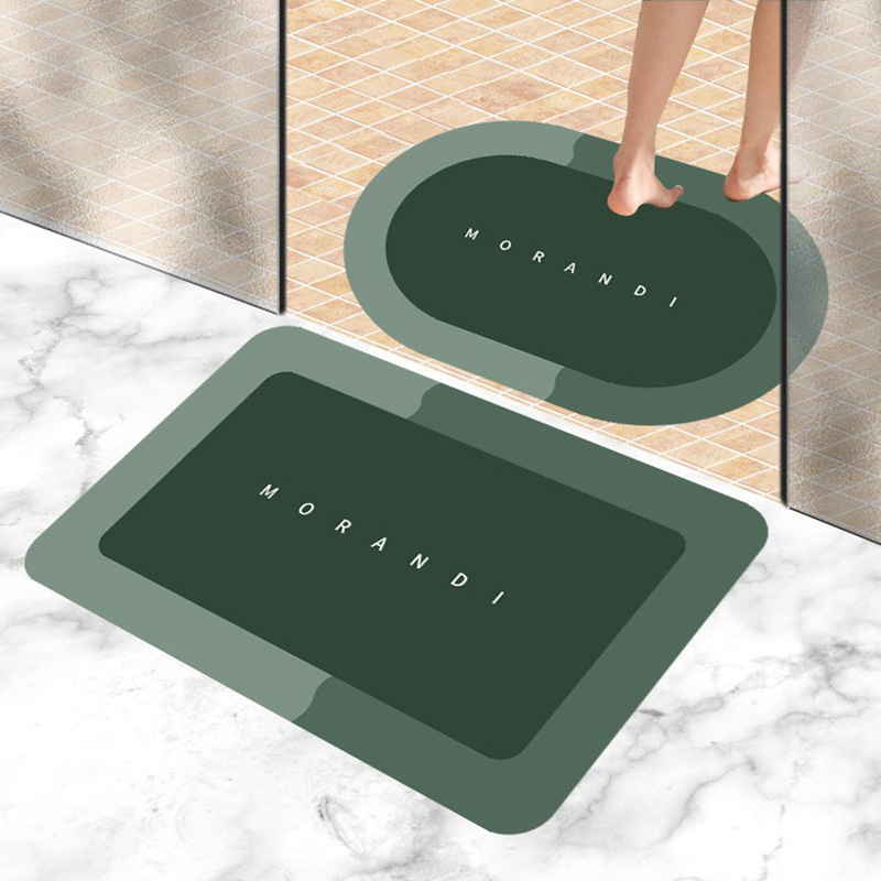 Crystal velvet carpet, modern and simple bathroom door mat, bathroom absorbent floor mat, quick-drying factory two-piece set