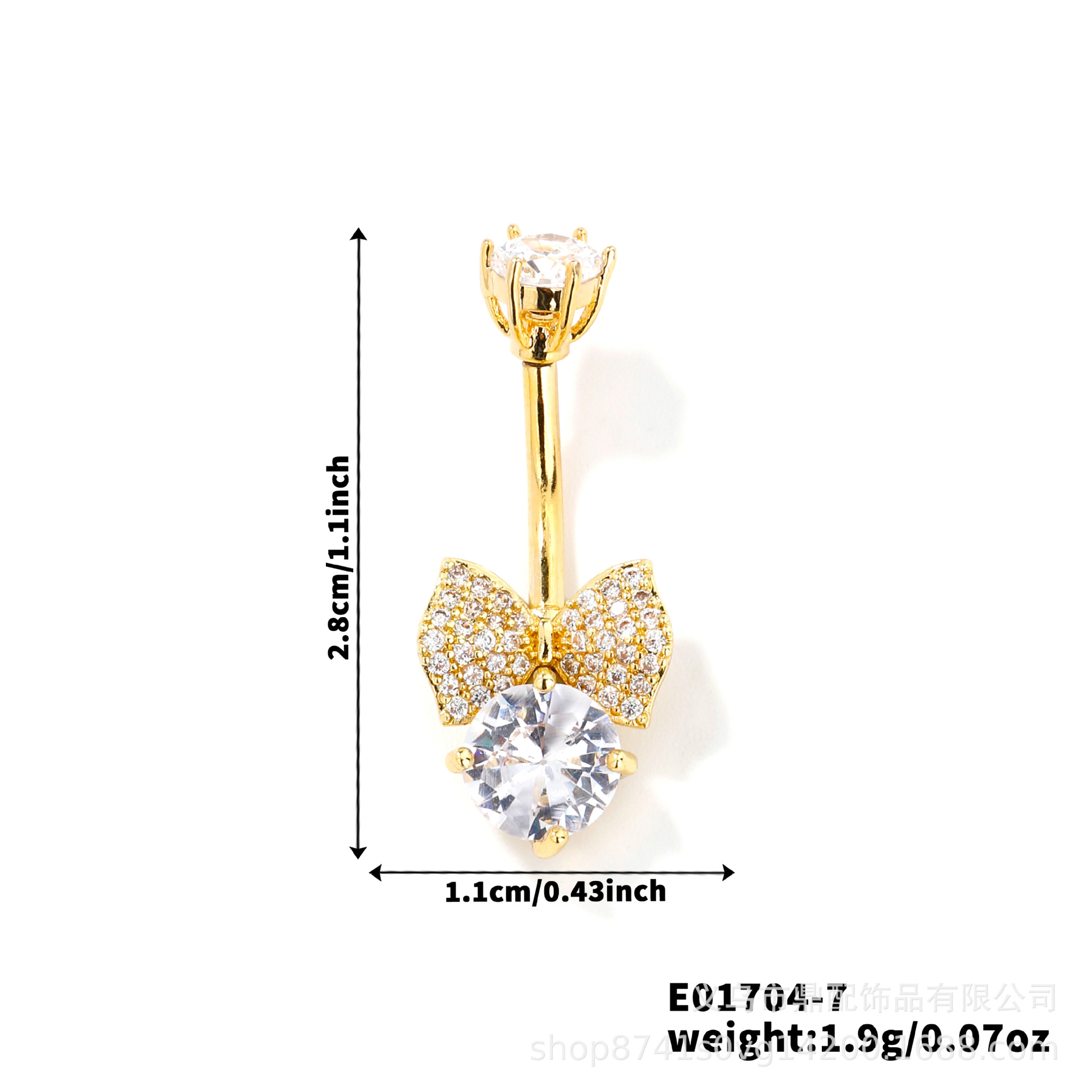 新款跨境欧美INS风个性蝴蝶脐钉脐饰锆石脐扣人体穿刺饰品女批发详情8