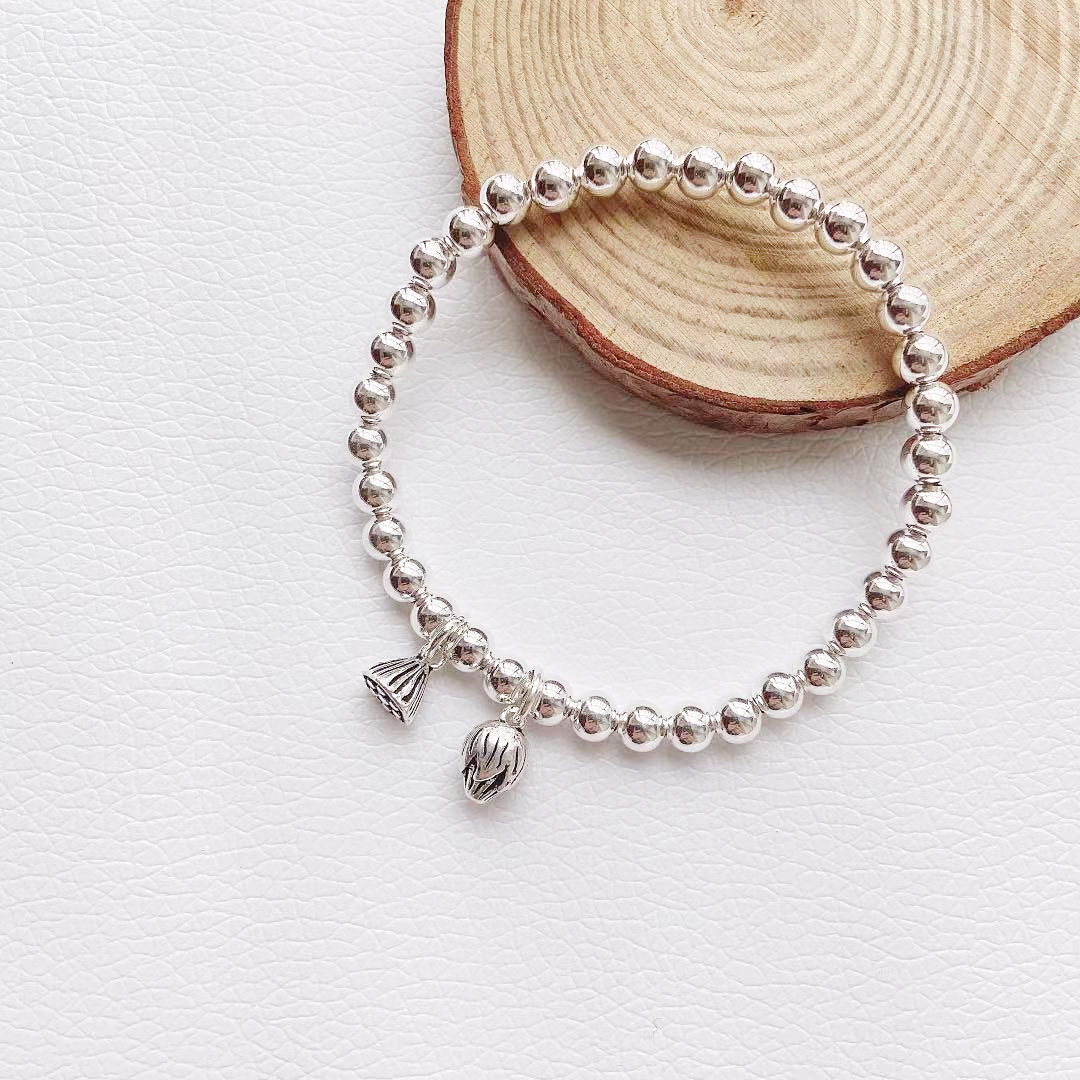 莲子莲蓬手链女s925纯银荷荷莲心百搭转运珠两世欢手串