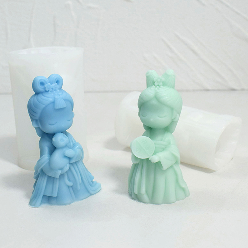 diy cartoon 3D princess scented candle diffuser stone epoxy resin decorative doll gypsum mold Specification image