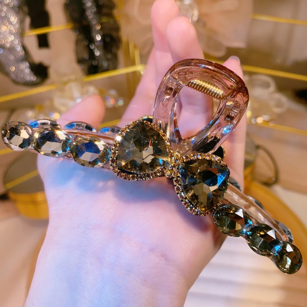 Full diamond tawnee pajarita big grip big diamond shark clip half tie bow clip cola de caballo big clip accesorios para el pelo