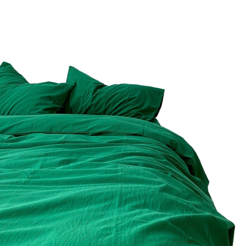 Air New Plain Bed 4-Piece Washable Cotton Solid Color Bed Sheet 3-Piece Bedding 4 Item Picture