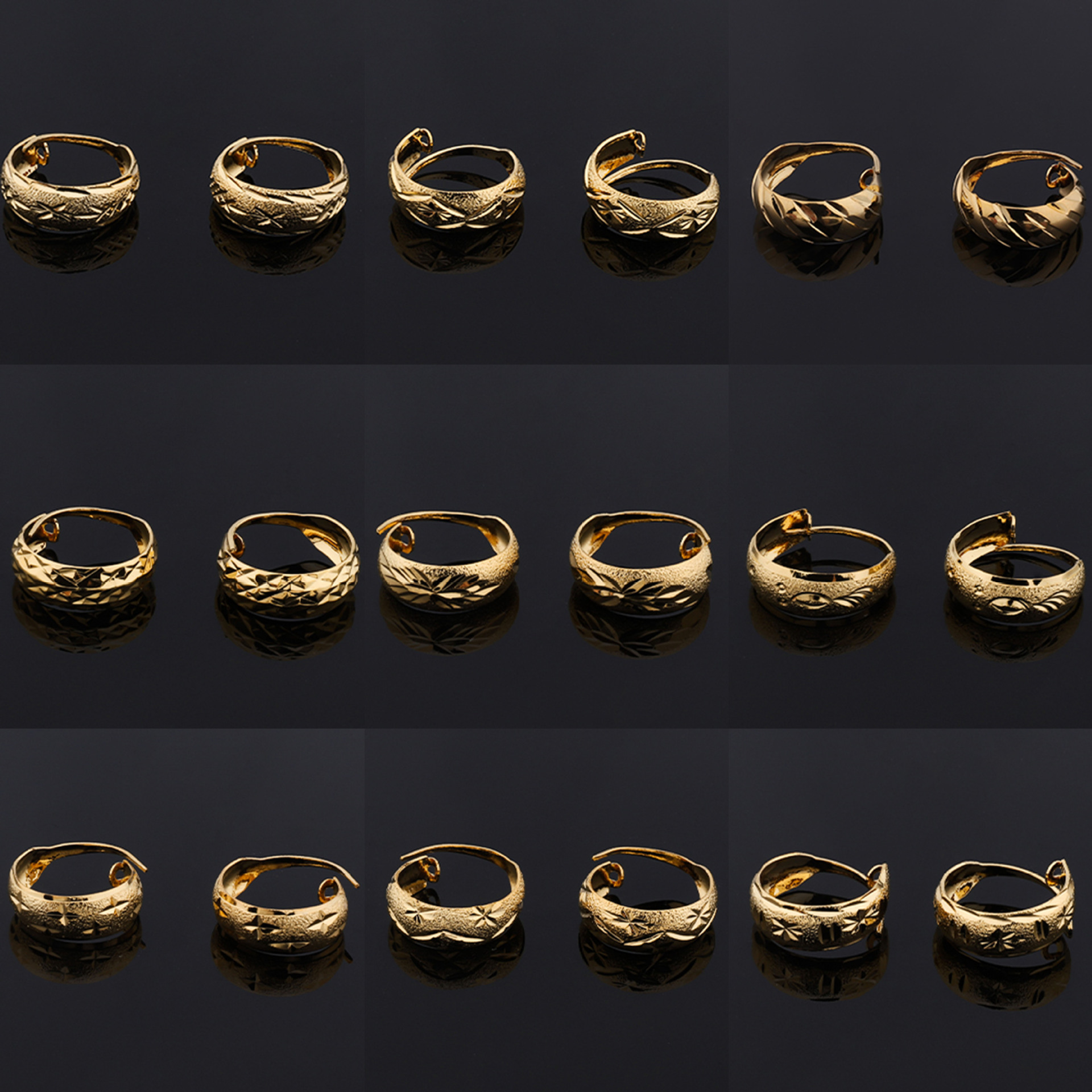 Chuangmei Jewelry 24K gold-plated matte striped elegant earrings, European and American cross-border fashionable retro earrings, high-quality batch