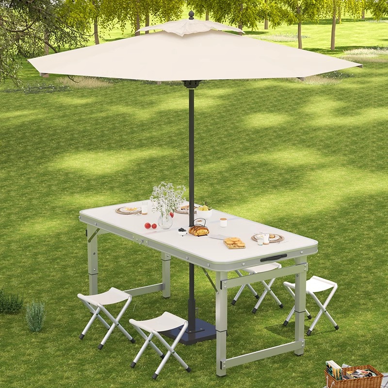 Aluminum alloy night market stall small table, portable and simple street stall barbecue household table and chair, outdoor folding table Application Scenario