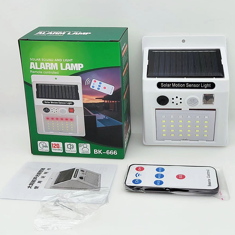 Solar Remote Control Alarm Light Remote Control Human Body Sensor Light Anti-Theft Alarm Support A Generation details Picture
