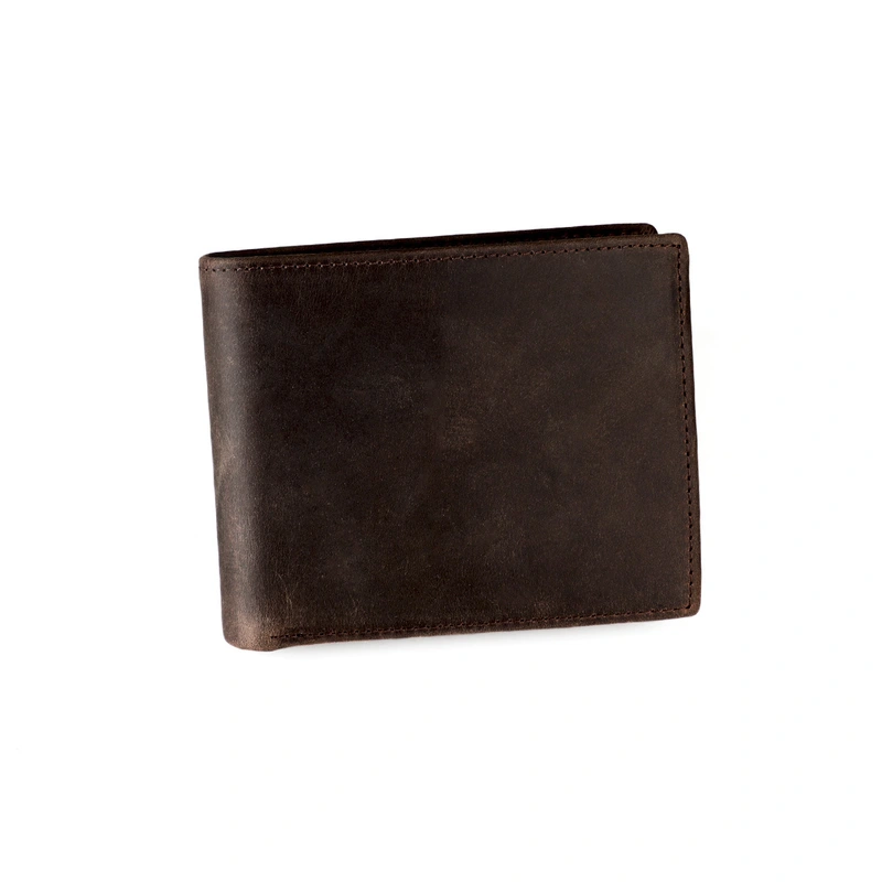 Factory Wholesale Europe And The United States Antique Rfid Mad Horse Leather Men's Wallet Holiday Gift Laser Lettering Coin Wallet