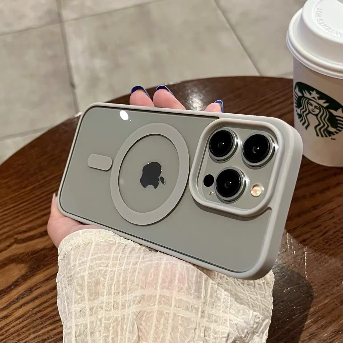 马卡龙硅胶适用iPhone15手机壳亚克力磁吸充电苹果14防摔透明硬套