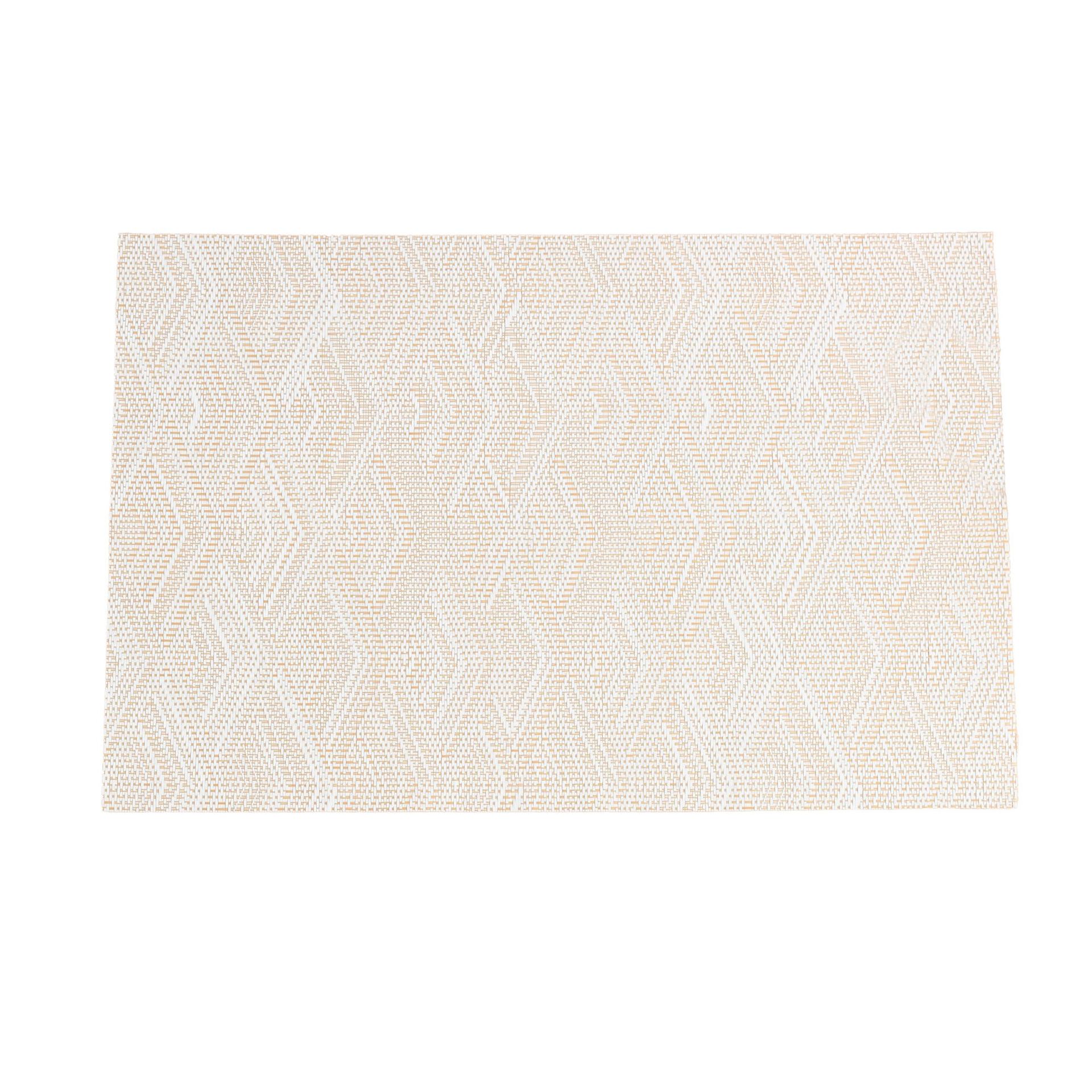 Pvc Table Mat, Square Heat Insulation Mat, Teslin Woven Stripe Anti-Slip Mat, Rhombic Jacquard Western-Style Table Mat, With A High-End Feel Item Picture