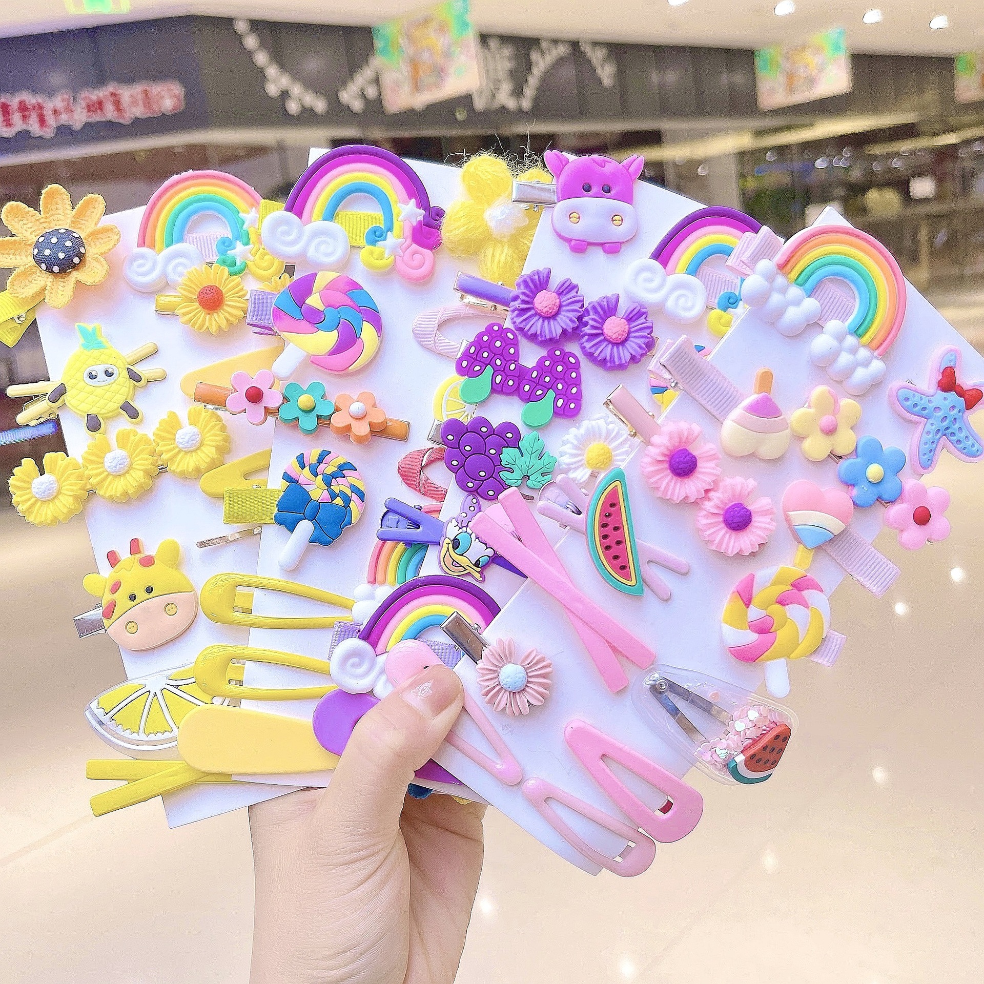 Korean Children's Hair Clip Side Clip Mesh Red Color Hair Card Cute Princess Candy Color Hair Accessories Baby Clip Headdress