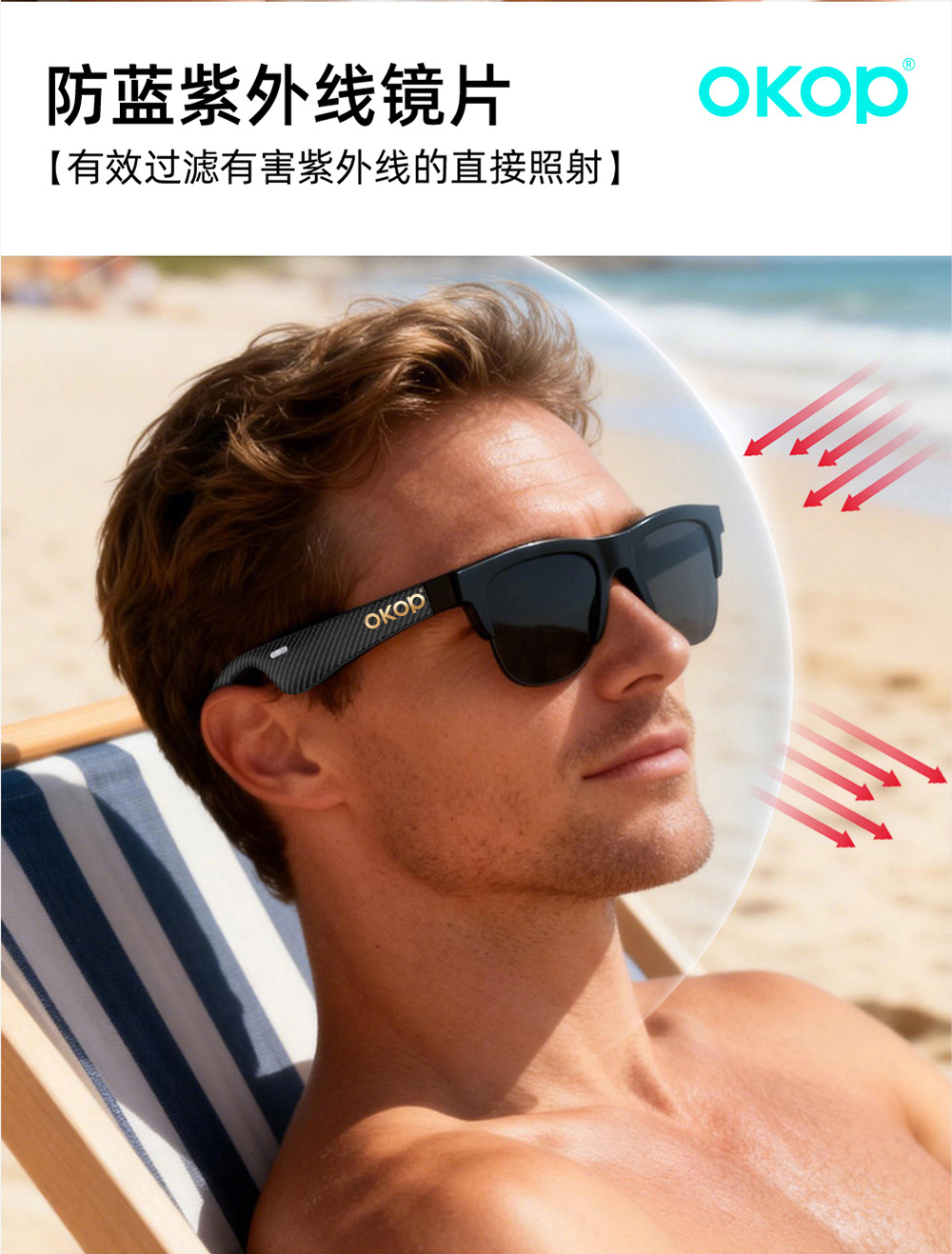 Y105跨境热卖蓝光智能蓝牙眼镜骑行通话听音乐触控式墨镜长续航详情14