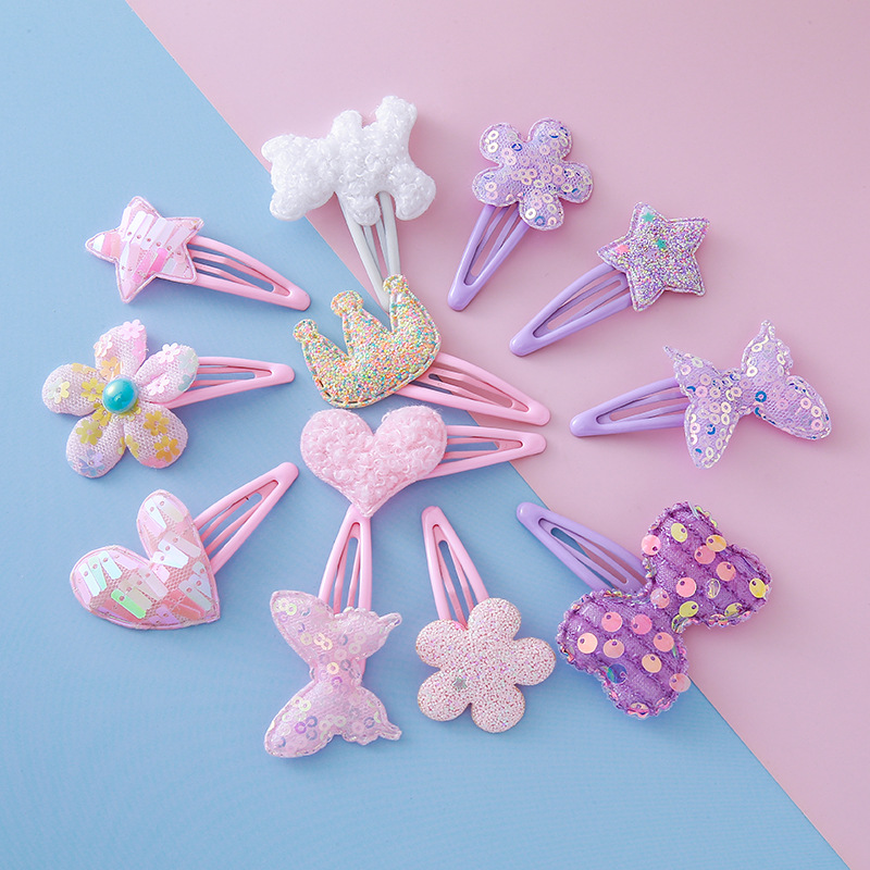 Wholesale of cross-border best-selling children's cute cartoon butterfly, bear, star, crown, side clip, hair clip and hairpin accessories
