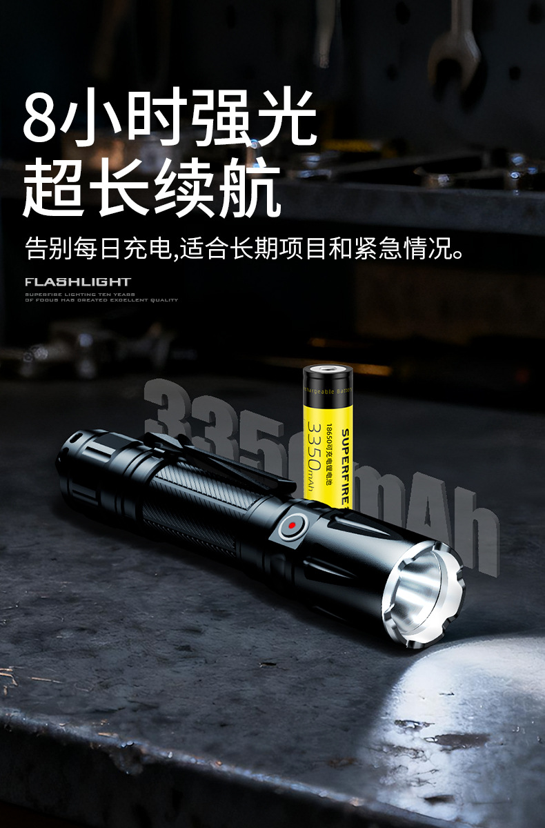Customized new fixed-focus edc flashlight from Shenhuo, made of aluminum alloy, waterproof, high-power LED portable waist clip flashlight pic 9