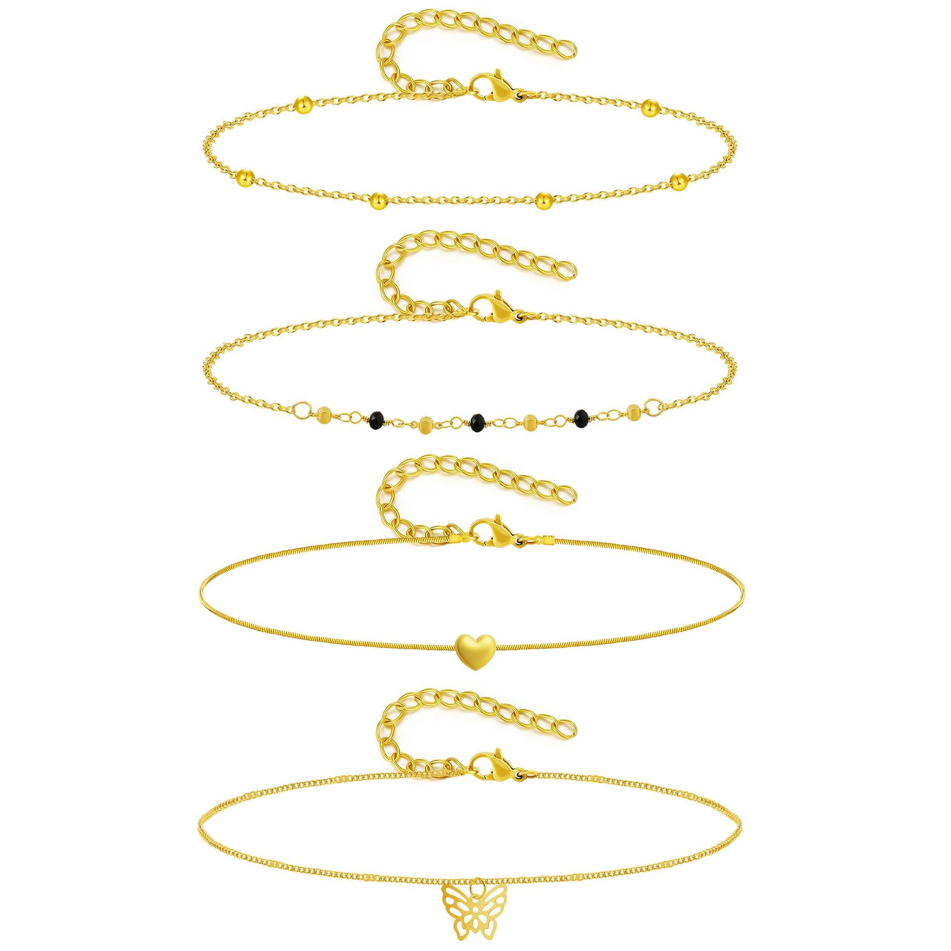 亚马逊新款多层叠戴脚饰女百搭沙滩足饰时尚简约ins风不锈钢饰品